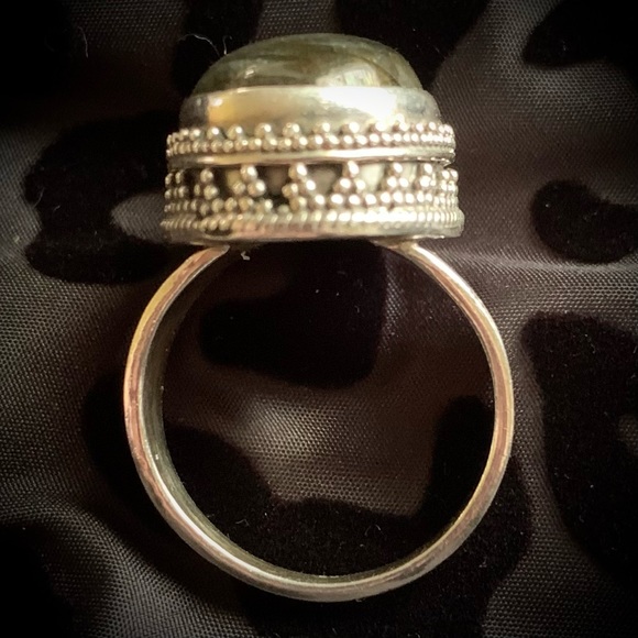 Glowing Labradorite Sterling Silver Ring 925 Vintage - Picture 5 of 15